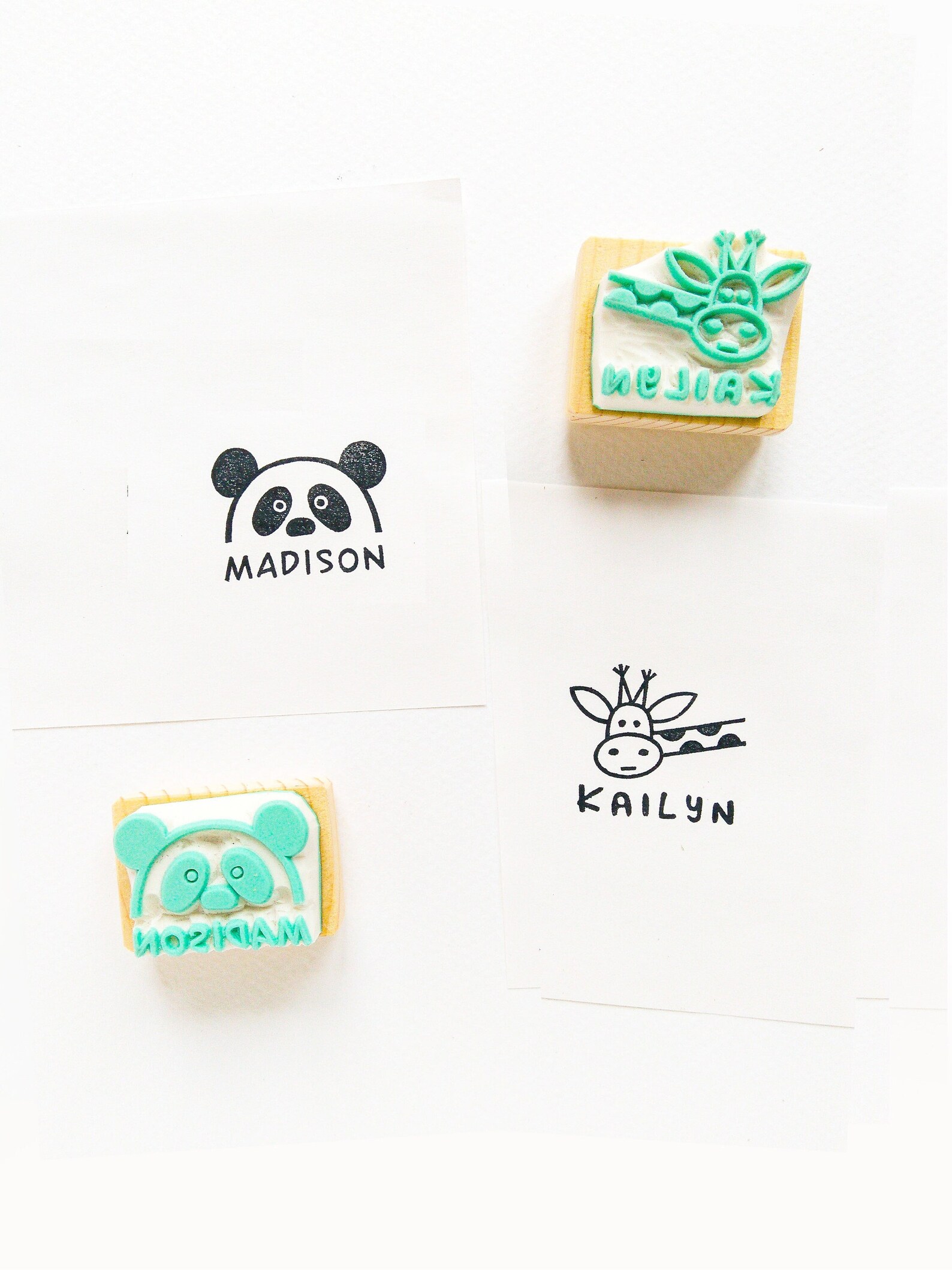 Cute custom stamp with name and animal face personalized Etsy
