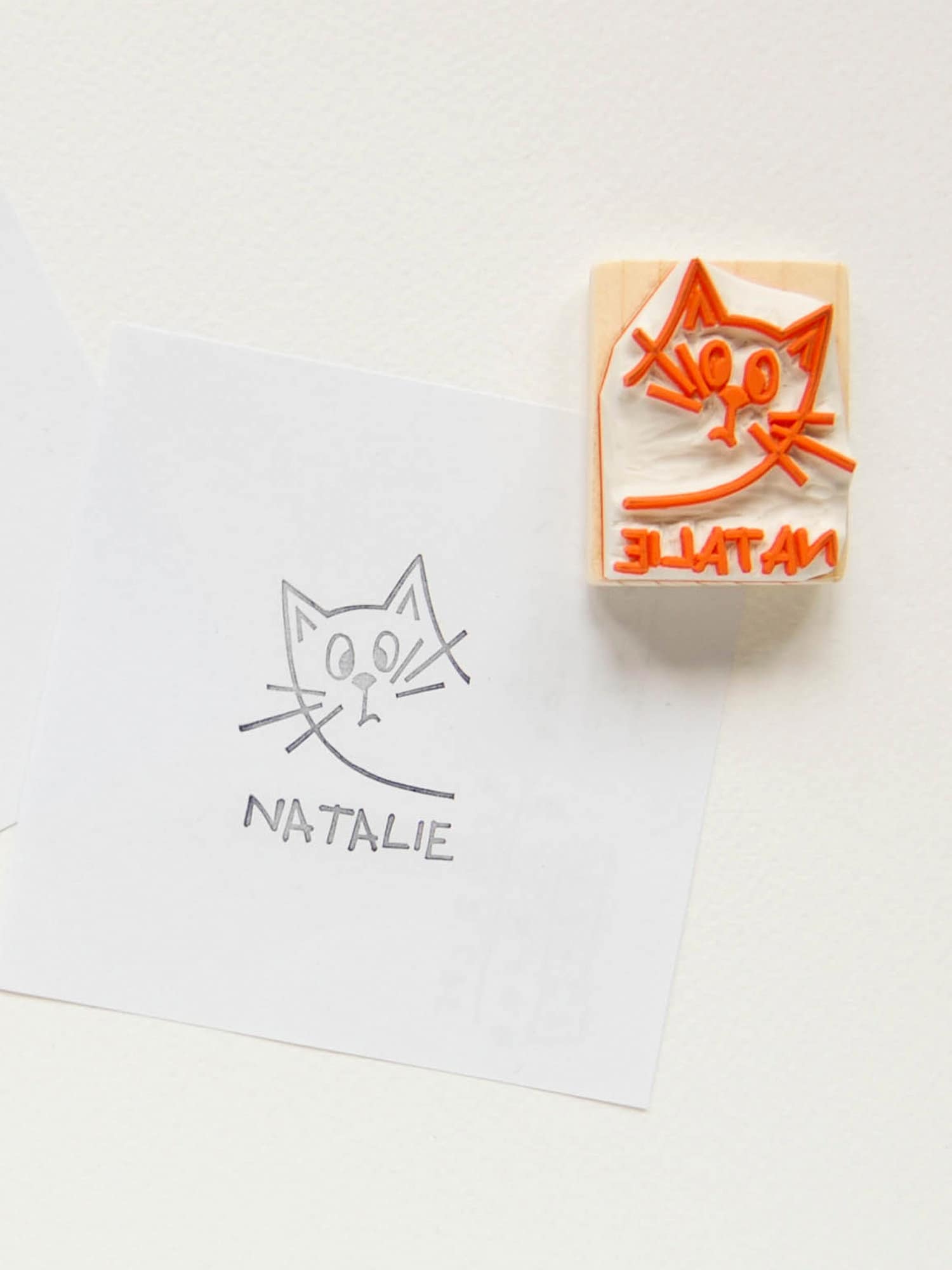 Cat stamp custom rubber stamps cat lover gift hand carved Etsy