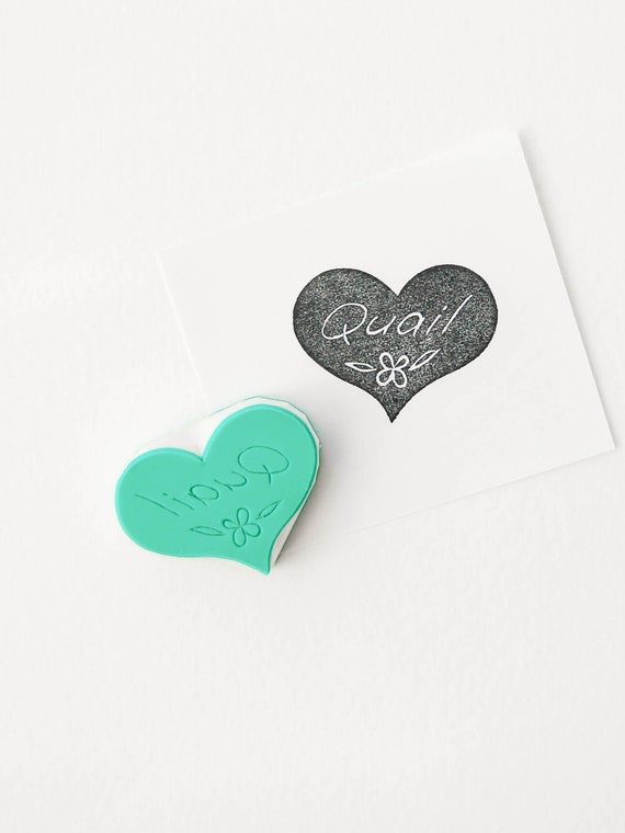 Your Name Heart Stamp, Small Personalized Hand Carved Rubber Stamp With  Custom Name, Signature Stamp, Birthday Gift, Valentines Day Ideas 