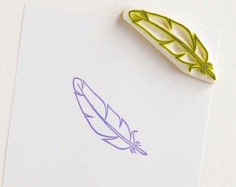 Lovely Feather Stamp kids gift stocking stuffer - Bird feather Carved Rubber Stamp for diy stationary, scrapbooking