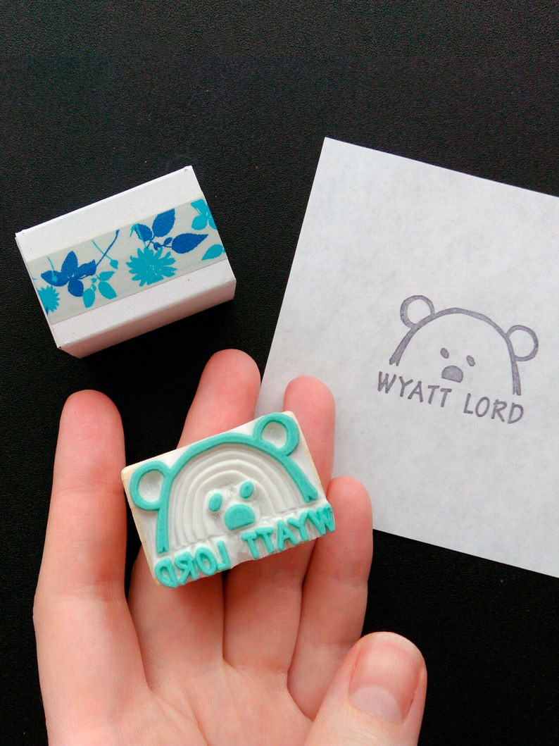 Bear rubber stamp animal stamps custom rubber stamps Etsy