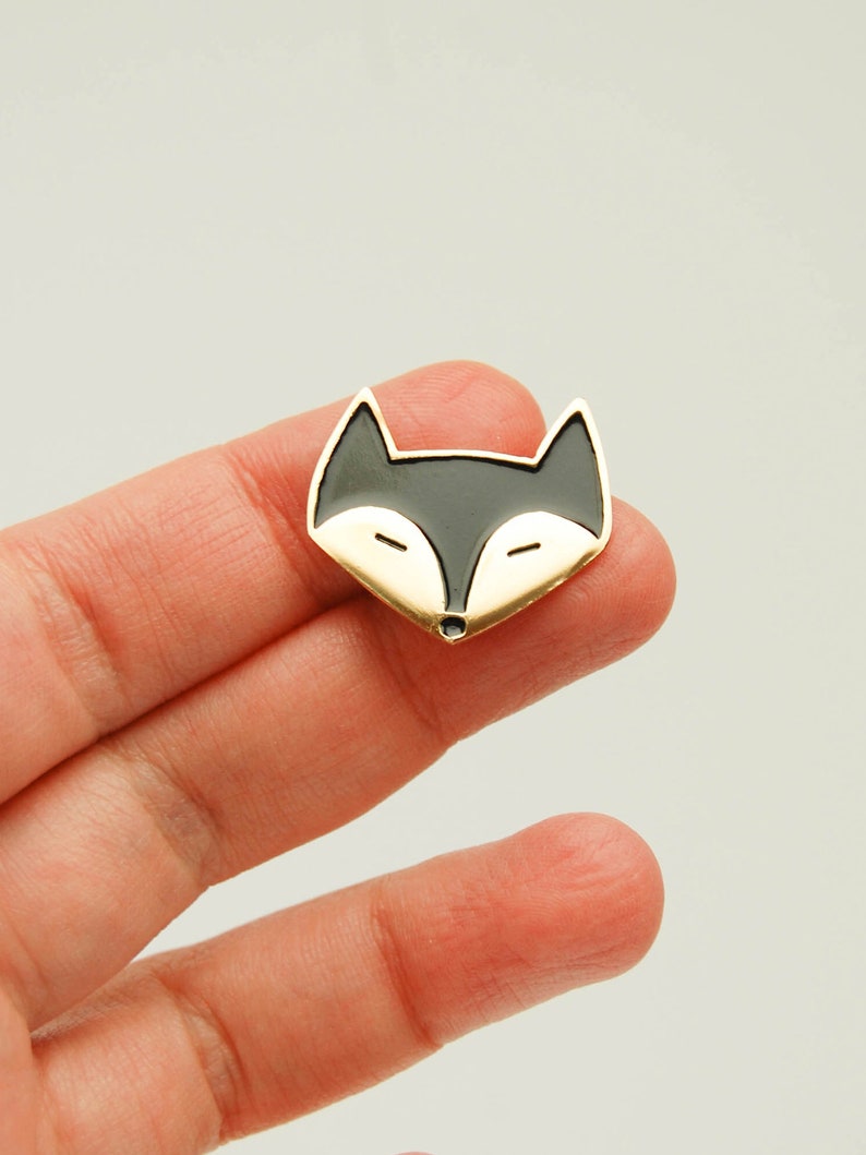 Fox enamel pin, kawaii enamel pin, fox brooch, animal enamel pin, soft enamel pin, birthday gift, best friend gift, fox badge, cute fox gift image 2