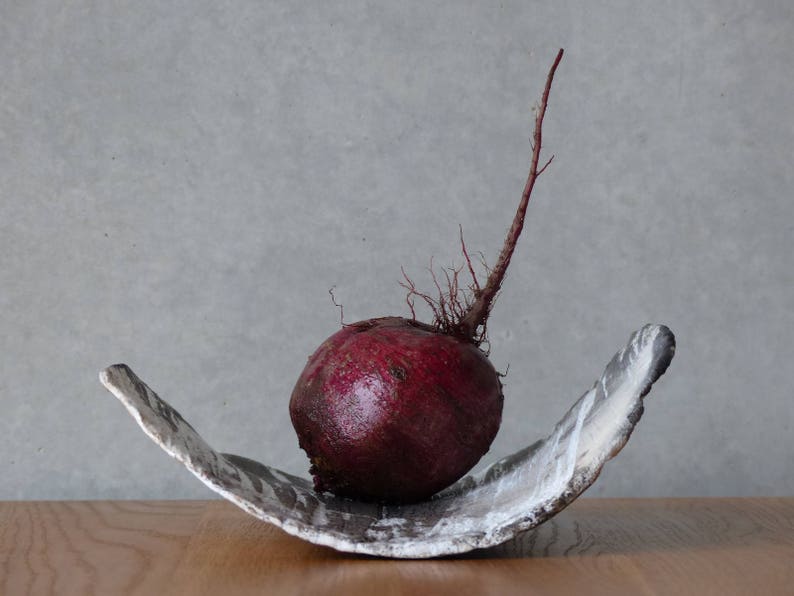 like birch wood grain Raku ceramic black and white Bark Platter