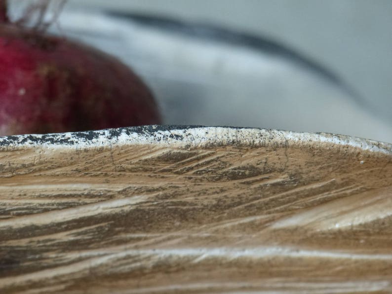 like birch wood grain Raku ceramic black and white Bark Platter