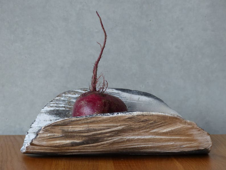 like birch wood grain Raku ceramic black and white Bark Platter