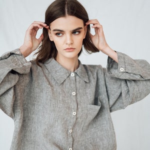 Linen  PAJAMA set  LEA  , linen shirt and linen shorts , pyjama set women, linen clothing