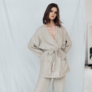 LINEN pajama ROSE , linen SHIRT and linen pants, linen clothing, pajama set, linen pajamas, pajama set