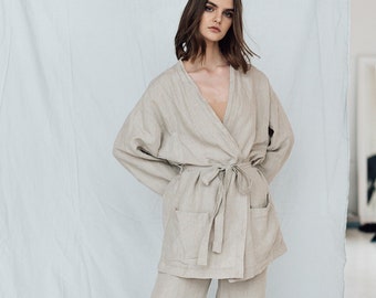 LINEN pajama ROSE , linen SHIRT and linen pants, linen clothing, pajama set, linen pajamas, pajama set