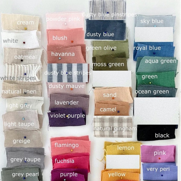 Échantillons de tissus en lin pour les 27 couleurs pour la literie et 47 couleurs pour les vêtements de détente et les vêtements en lin