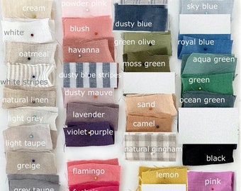 Linen fabric samples for all 27 colors  for bedding, and 48 colors for lounge wear and linen  clothing