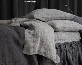 Ensemble de draps en lin, 4 pièces, Queen, King, Full, Double, 100 % pur lin naturel biologique lavé à la pierre, ultra doux