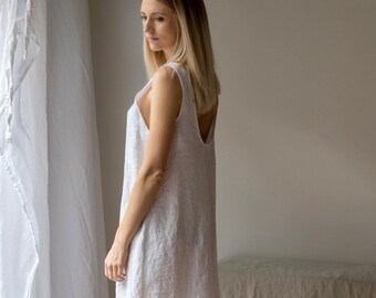 Linen Slip Dress Ada, Midi Linen Dress , White Linen Dress, Linen Clothing for Women
