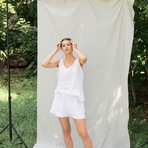 Linen pajamas set  PURE , linen shorts and linen tank top.
