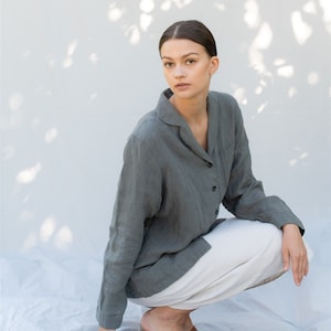 Linen shirt BE YOUNG, classic shirt, linen shirt white