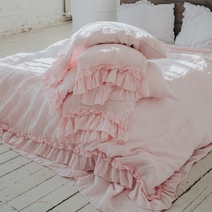 Linen duvet cover, linen ruffle sham, Queen, King, Twin, Full, Custom Size mooshop image 4