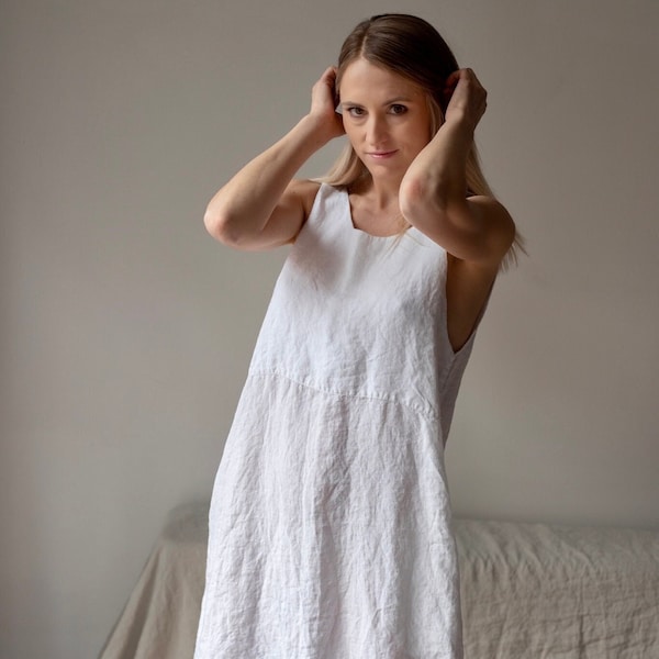 White Linen Dress - Etsy