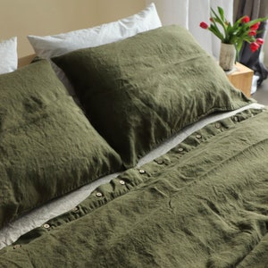 Linen duvet cover,Natural Linen bed. Queen, King, Twin, Full, Custom Size . MOOshop PURE linen NEW colours. 100% linen bedding zdjęcie 6