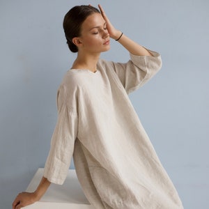 Linen dress SUNDAY , linen tunic dress, short dress image 2