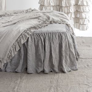 LINEN BED SKIRT dust ruffle. Linen bedskirt. Handmade by MOOshop.new*52