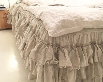 LINEN BED SKIRT dust ruffle. Linen bedskirt. mooshop
