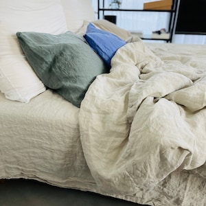 Linen duvet cover,Natural Linen bed. Queen, King, Twin, Full, Custom Size  mooshop