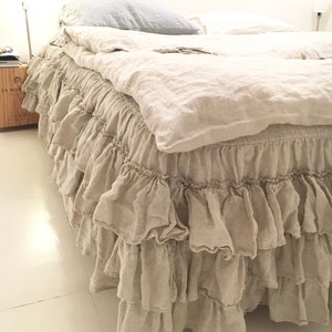 LINEN BED SKIRT dust ruffle. Linen bedskirt. mooshop