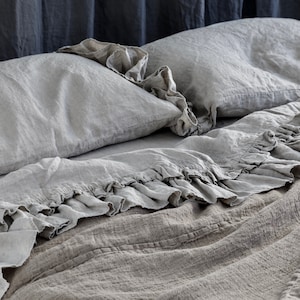 Linen Ruffles Color LINEN SHEET With Ruffles, Ruffled Linen Top Sheet Made by Mooshop.*36 ...