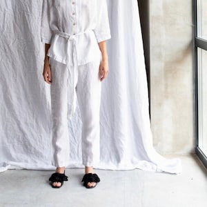 Linen pants VENEZIA  , Slightly tapered linen pants,  linen trousers