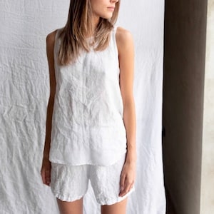 Linen pajama  ZURICH, linen shorts and tank top, pajamas set