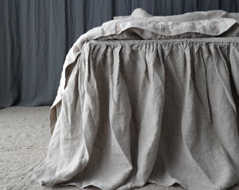 Classic bedskirt queen size Linen bed valance king size made of linen Natural linen bedskirt