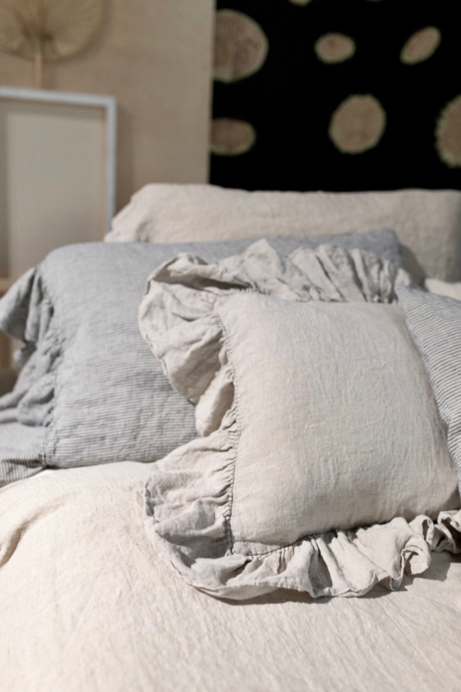 LINEN PILLOW CASE With Ruffles Linen Pillow Covers Shabby Etsy