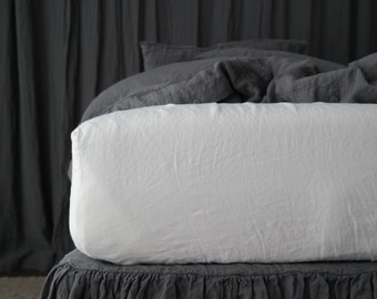 LINEN SHEET. Fitted bed sheet French linen. Handmade by MOOshop.*30