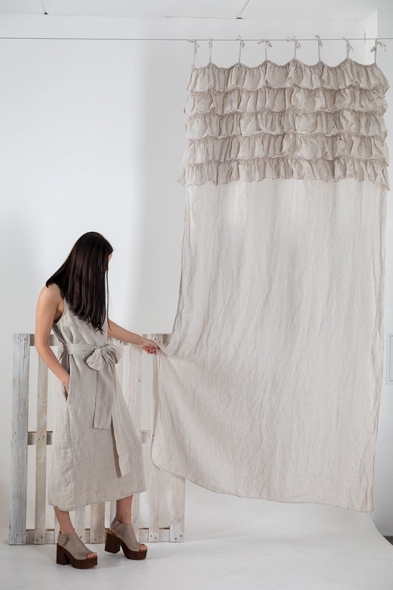 Linen Curtain Panels Stonewashed Custom Length Made By Etsy