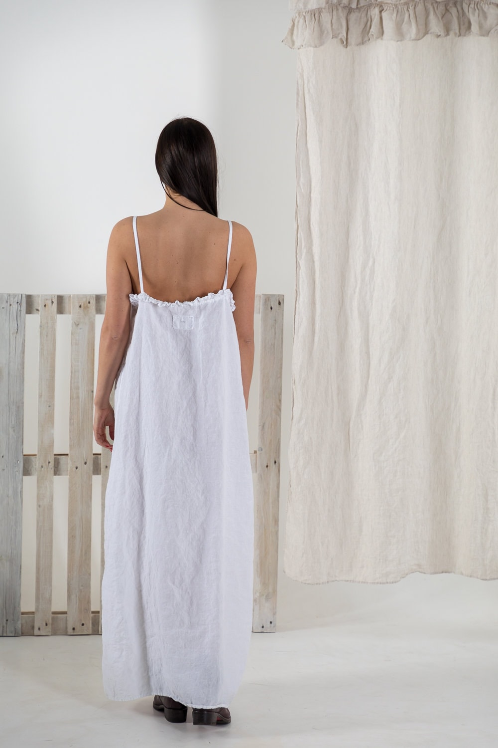 Linen Cotton Pinstripe Sleep Dress