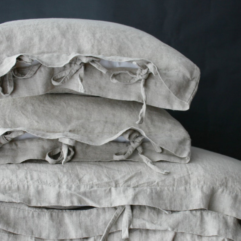 LINEN PILLOWCASE with small ties standard queen king euro Etsy