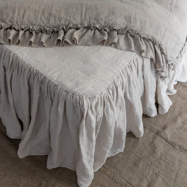LINEN BED SKIRT Dust Ruffle. Linen Bedskirt. Handmade by Etsy