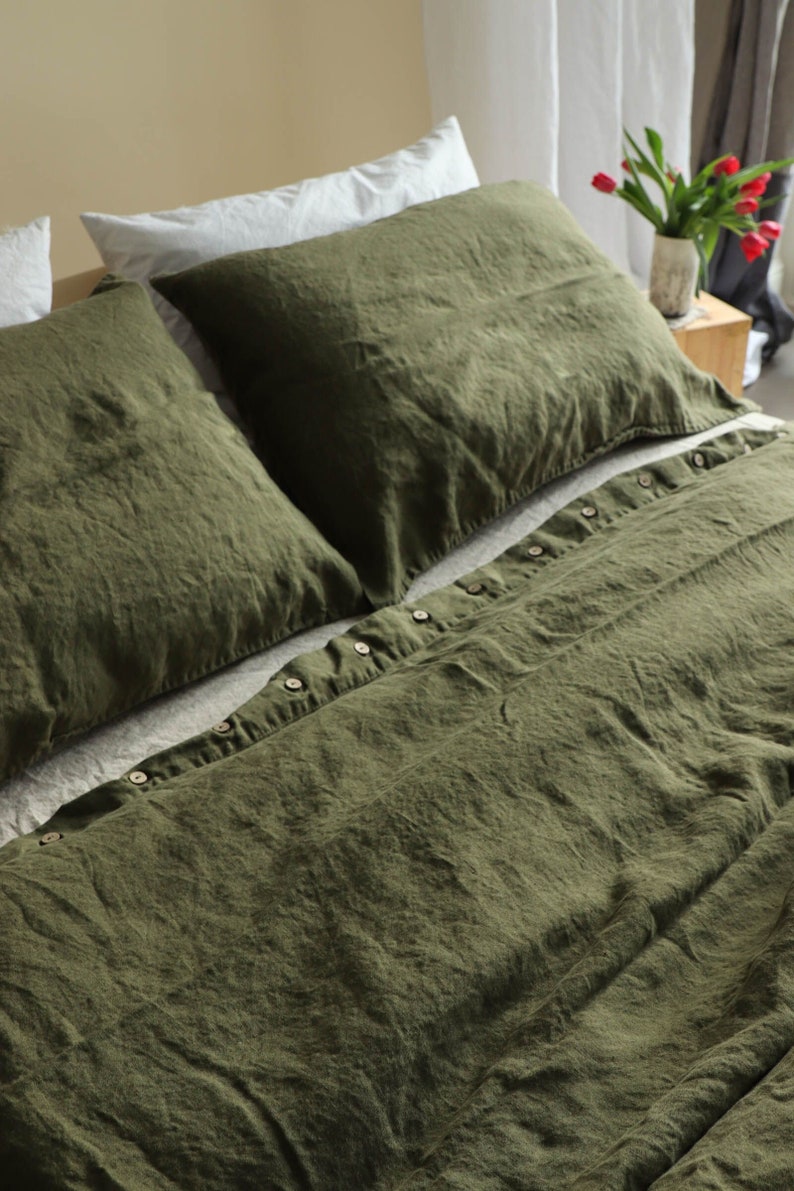 Linen duvet cover,Natural Linen bed. Queen, King, Twin, Full, Custom Size . MOOshop PURE linen NEW colours. 100% linen bedding zdjęcie 6