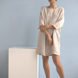 Linen dress SUNDAY , linen tunic dress, short dress image 6