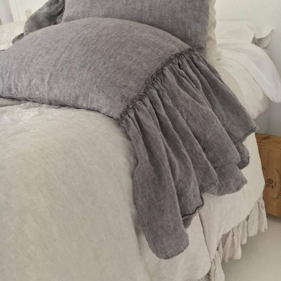 Linen Pillowcase With Ruffles Standard Queen King Body Etsy