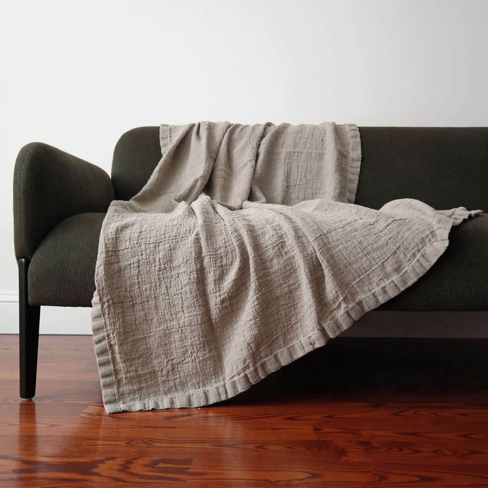 LINEN THROW BLANKET. Soft and puffy textured rustic style Etsy