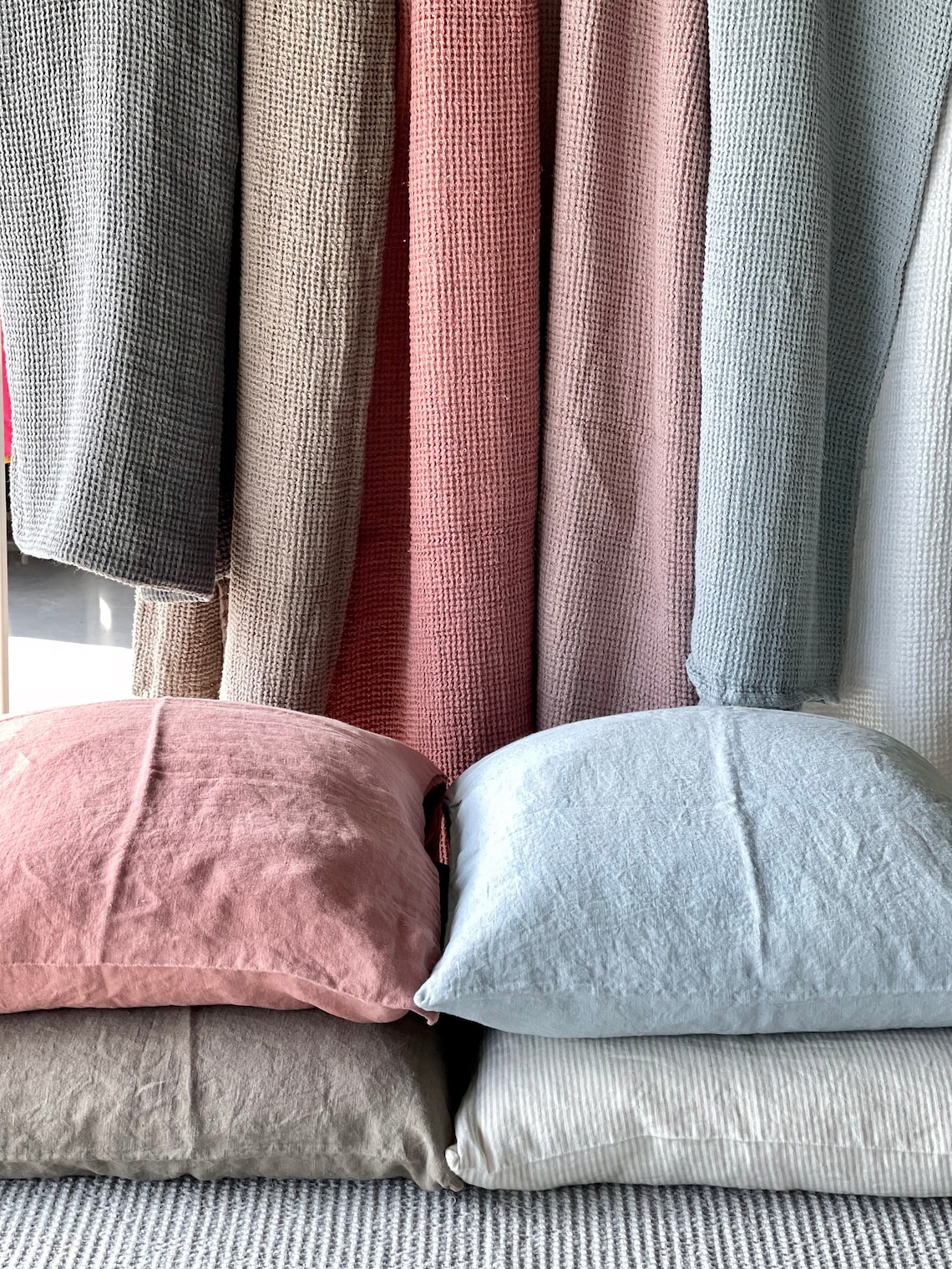 LINEN BLANKET linen Bed Scarf Waffle Linen Blanket . Linen Etsy