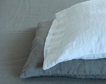 Linen pillowcase with open closure, standard, queen, king, euro sham, body pillow size. Softened & stonewashed made by MOOshop.*37