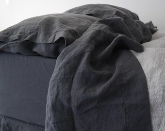 LINEN SHEETS SET of 4 pieces. France linen top and fitted sheet and two pillowcases.