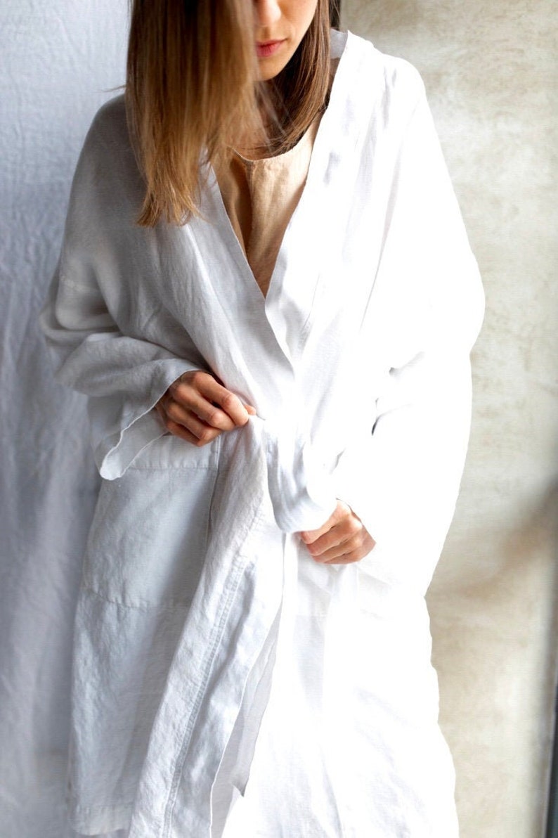 Linen Robe MARGO linen Coat Linen Jacket Etsy