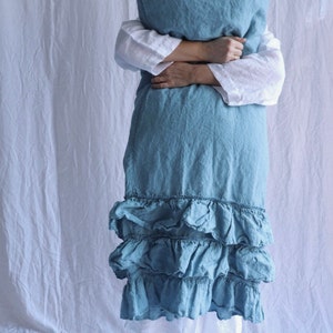 LINEN PILLOWCASE with  ruffles , shabby chic linen pillow cover. Queen , King, Standard size . Euroshams. MOOshop.