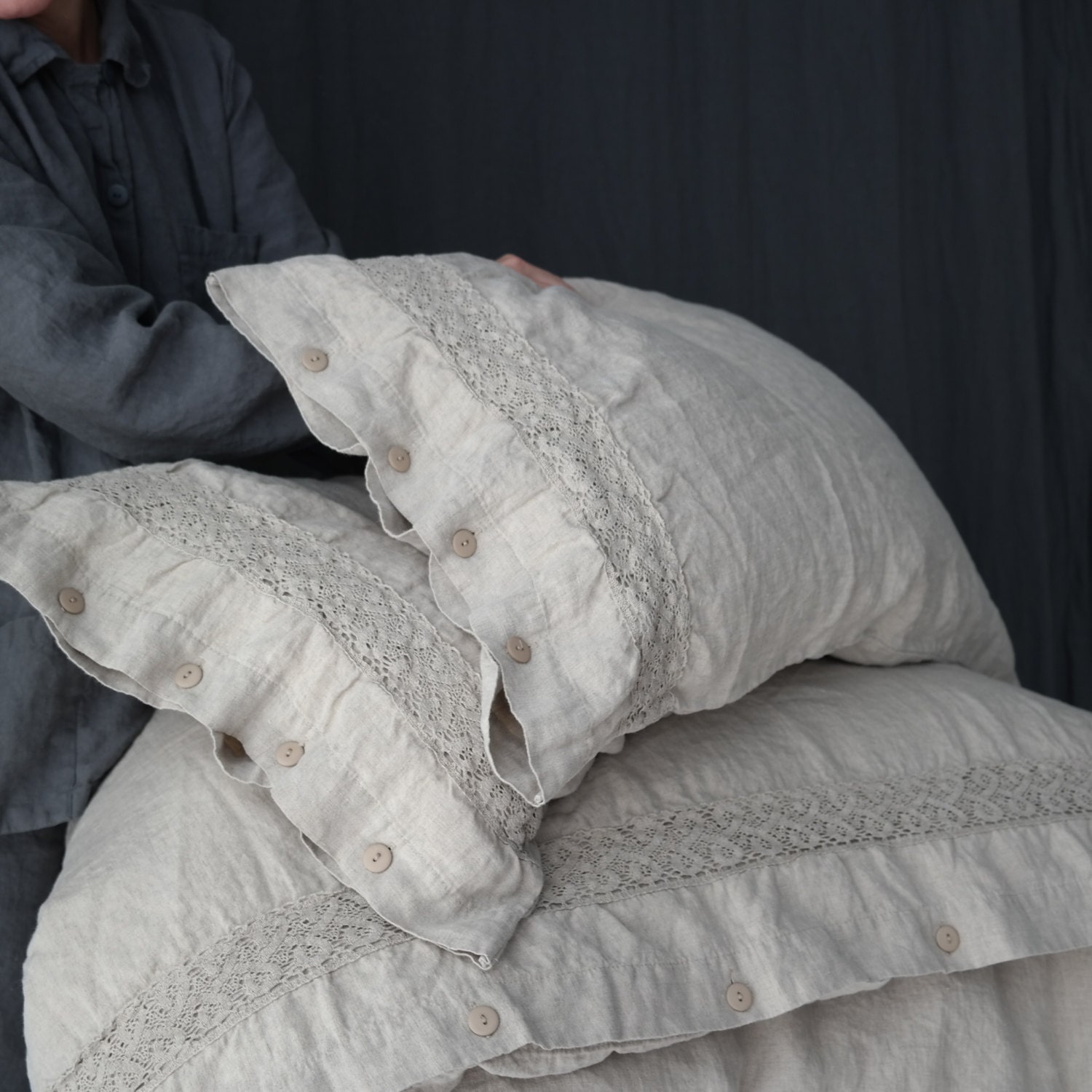 Linen Duvet Cover Set Of And Pillowcases With 50
