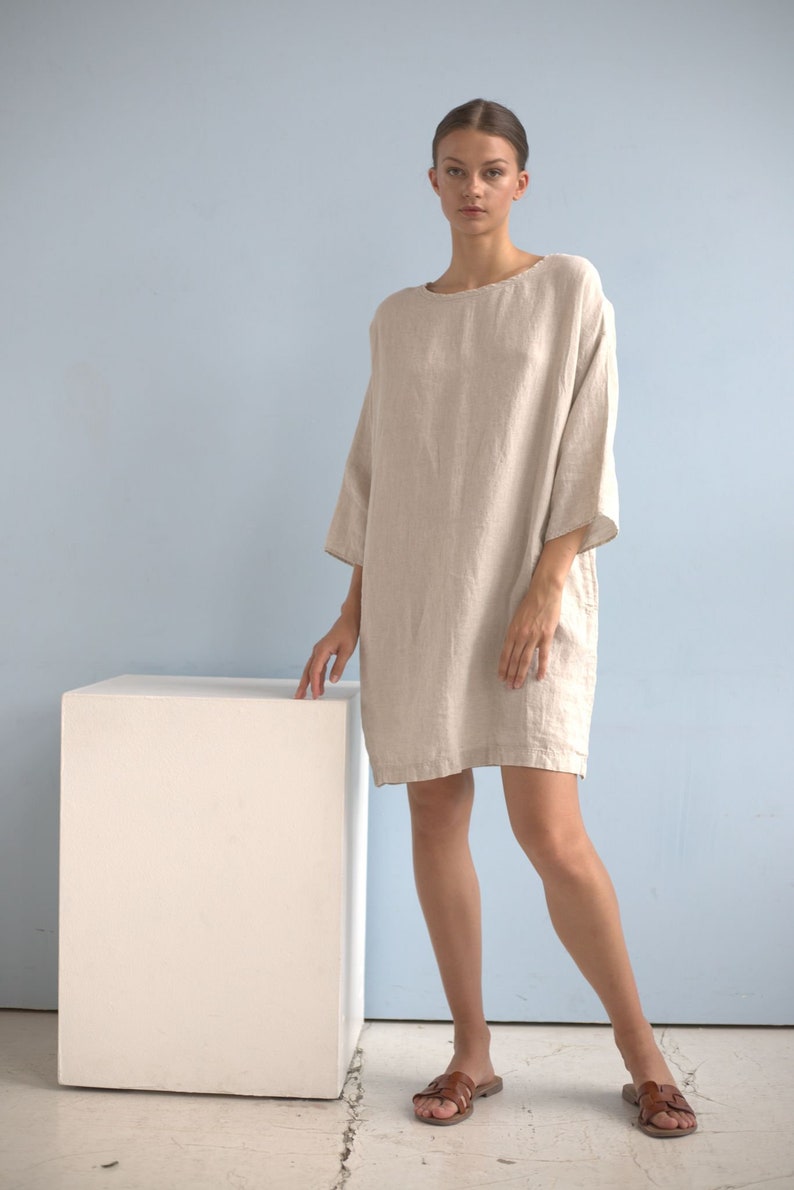 Linen dress SUNDAY , linen tunic dress, short dress image 7