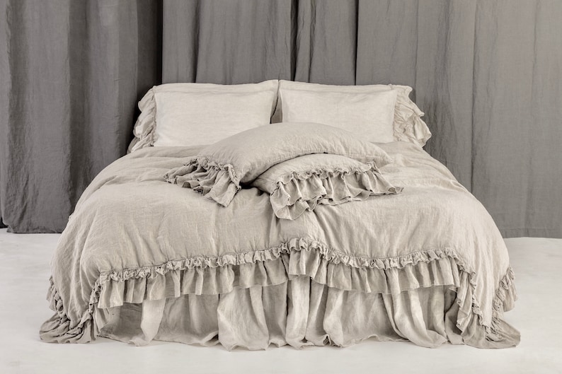 Linen DUVET COVER set. Rustic style linen bedding with double image 1