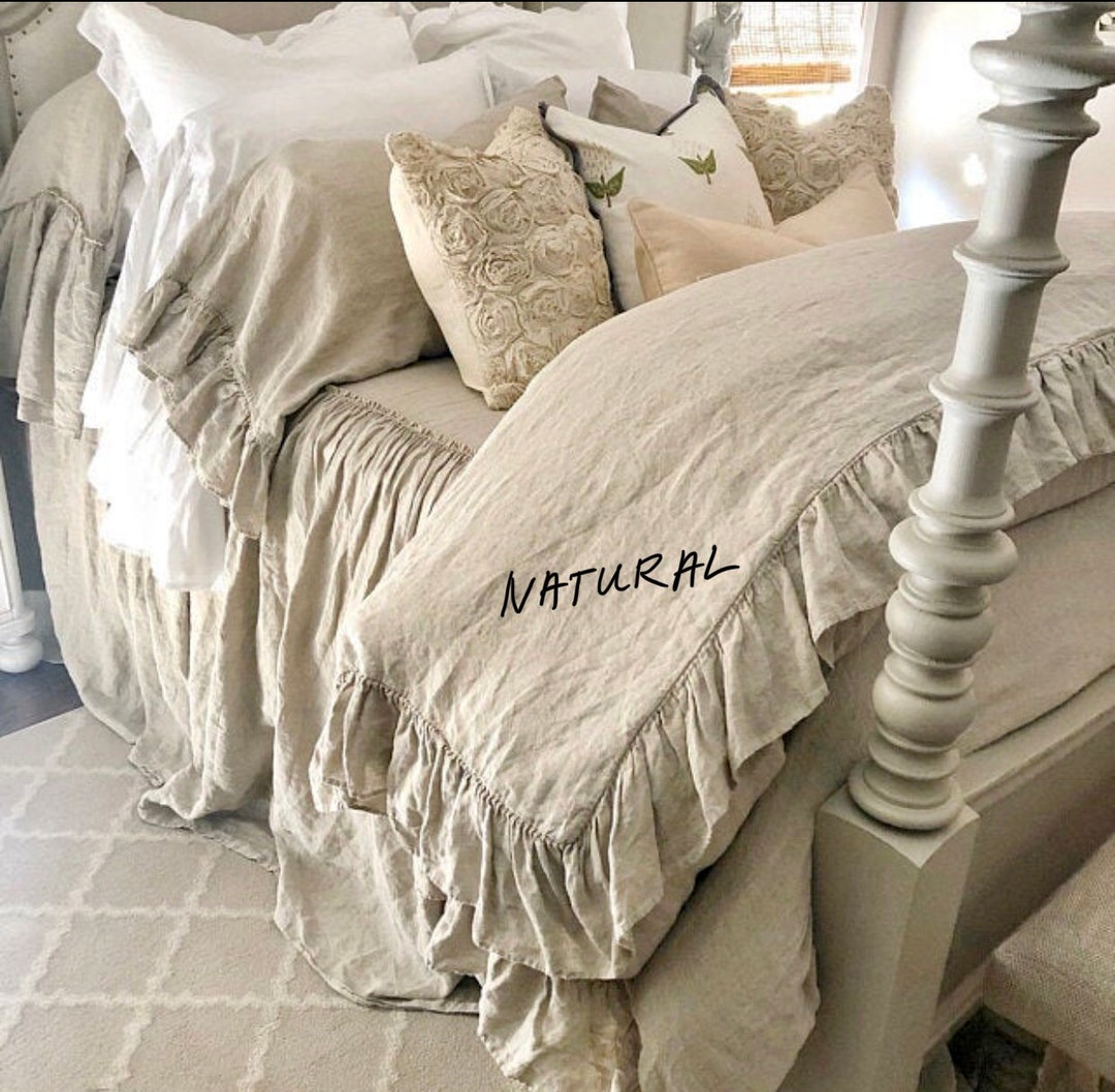 Linen Duvet Cover Linen Shabby Chic Linen Ruffle Sham