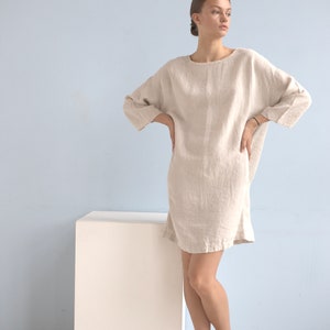 Linen dress SUNDAY , linen tunic dress, short dress image 5